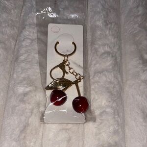 Gold Cherry Keychain or bag Charm. New